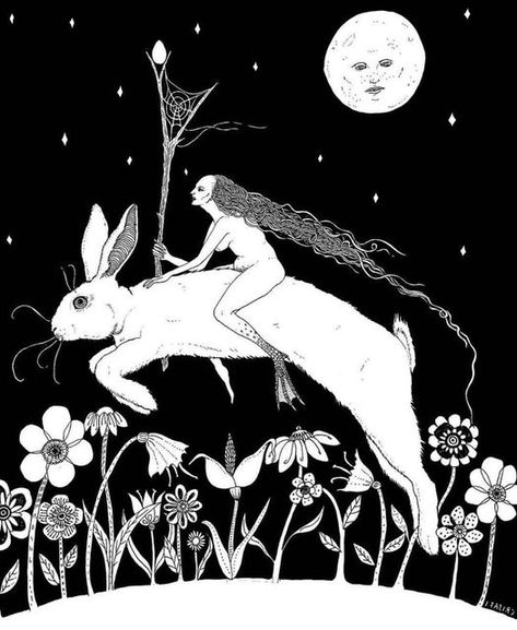 Rabbit Leaping, Bill Crisafi, Traditional Witchcraft, Capricorn And Virgo, Super Moon, Witch Art, Ink Illustrations, Fine Art Photo, Art Photo