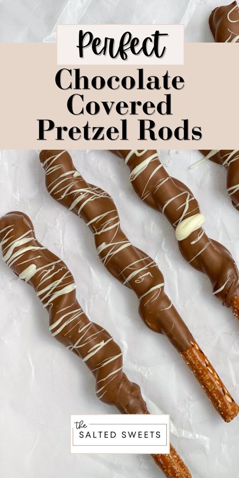 These chocolate covered pretzel rods are swirled with a thick rope of caramel, dipped in milk chocolate and drizzled with white chocolate. They're the perfect holiday gift idea or snack that everyone loves!