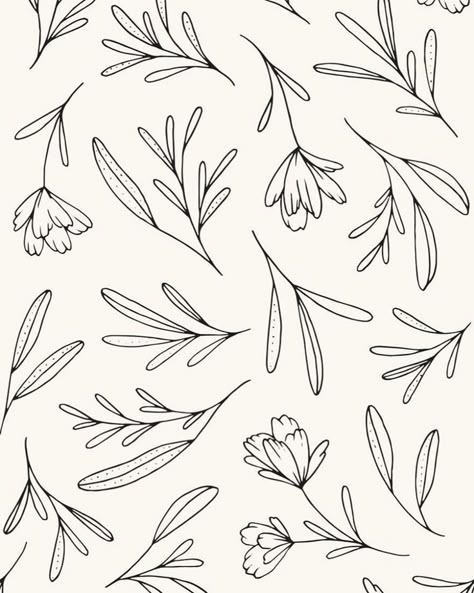 Marco Polaroid, Botanical Line Drawing, Flower Line Drawings, Pattern Design Inspiration, Hand Drawn Flowers, Printed Backgrounds, Calming Colors, Flower Illustration, Artist On Instagram