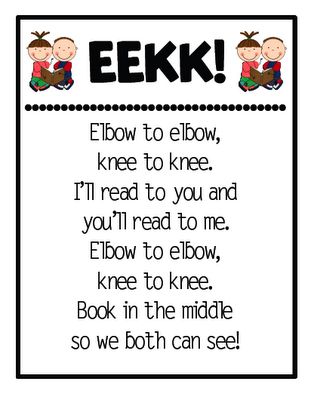 We always sit EEKK but this makes it so much better! Daily 5 Reading, Read To Someone, Reading Buddies, Daily Five, Partner Reading, Childcare Activities, First Grade Reading, Reading Centers, Readers Workshop