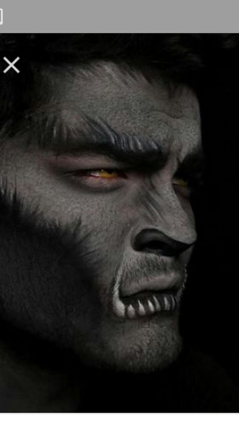 Werewolf Face Paint Men, Wolf Makeup Male, Wolf Makeup Man, Werewolf Face Paint, Michael Jackson Makeup, Jungle Makeup, Drag King Makeup, Black Cat Makeup, Werewolf Makeup