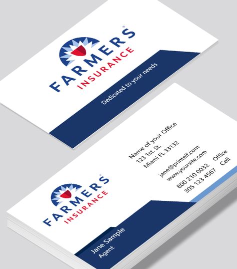 Farmers Insurance Clean business card - Modern Design Insurance Logo Design Inspiration, Insurance Business Card, Insurance Company Branding, Auto Insurance Card Template, Life Insurance Agent Business Cards, Insurance Agent Business Cards, Free Business Card Design, Farmers Insurance, Insurance Marketing