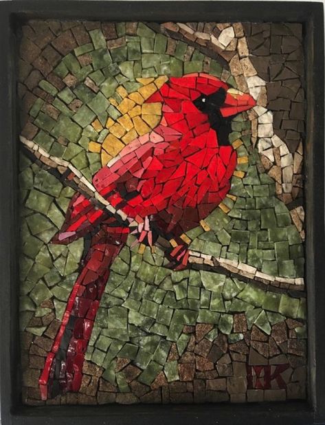 Seen on Pinterest – The creative mastery of contemporary mosaic art Cardinal Mosaic Pattern, Mosaic Patterns For Beginners, Bird Mosaic, Mosaics Art, L'art Du Vitrail, Mosaic Stepping Stones, Mosaic Animals, Mosaic Garden Art, Mosaic Birds