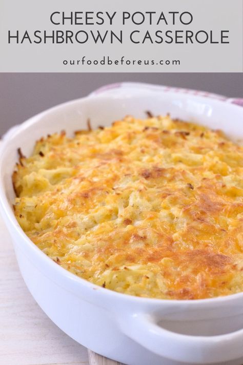 Shredded potatoes, diced onion, warm melty cheese all come together in this cheesy potato hashbrown casserole that screams comfort. It’s the perfect addition to any brunch and is sure to please a crowd. Oven Cheesy Potatoes, Potato Hashbrown, Shredded Hashbrown Recipes, Cheesy Potatoes With Hashbrowns, Hashbrown Casserole Recipe, Cheesy Hashbrown Casserole, Cheese All, Cheesy Hashbrowns, Hashbrown Casserole