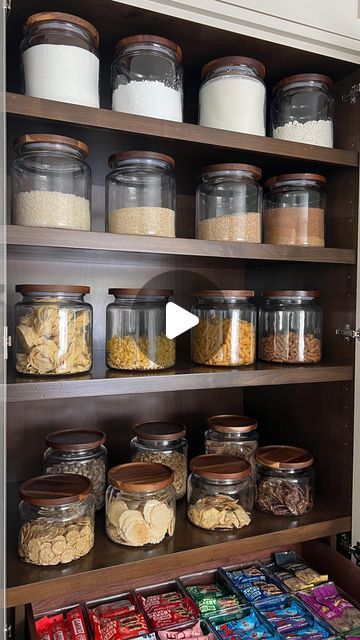 LIFE IN JENERAL on Instagram: "Set up my pantry with me! 🫶🏼

Comment “JARS” to get all the links for my full pantry. 

This pantry is one of my favorite spaces in our home!! 

+ proof you don’t need a large walk-in to create systems that work for you and your family 

+ I love these glass jars to keep our food fresh & beautiful 

+ maximized the drawers for snacks for on-the-go and then decanted the rest 

+ bottom drawers great for deep & bulkier items 

+ remember sort like with like, categorize into zones you use/reach for more and contain if you can

+ .. and there’s still so much extra space behind these jars too if you want to add back stock! 

What space should I show you next?

#pantryorganization #pantrygoals #pantrydesign #pantryrestock #kitchendesignideas #kitcheninterior #kit Small Walk In Pantry, Full Pantry, Large Glass Jars, Manifestation Board, Pantry Design, Food Fresh, Pantry Organization, Walk In Pantry, Kitchen Pantry