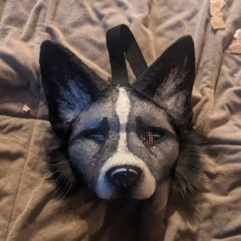 Australian Shepherd Therian Mask, Golden Retriever Therian Mask, Therian Dog Mask Ideas, Border Collie Therian Mask, Wolf Mask Therian, Black Wolf Therian Mask, Dog Therian Mask Ideas, Realistic Therian Mask, Black Therian Mask