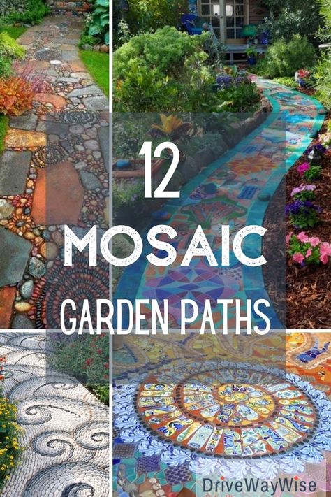 Mosaic Pathway, Mosaic Walkway, Stone Garden Paths, Outdoor Walkway, Walkways Paths, Mosaic Garden Art, Rock Garden Design, Garden Walkway, Rock Garden Landscaping