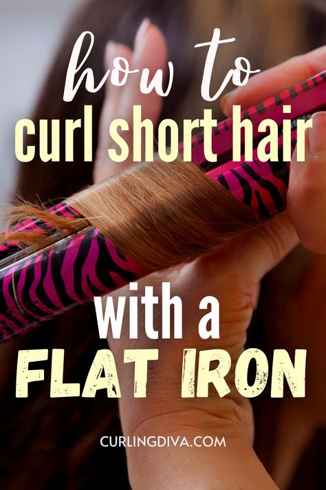 Curling With A Flat Iron Short Hair, Small Hair Straightener, How To Curl Hair With A Straight Iron, Straight Iron Curls Short Hair, Mini Curling Iron For Short Hair, Curling Shirt Hair With Flat Iron, Mini Flat Iron Short Hair, Flatiron Curls For Short Hair, Using A Straightener To Curl Hair