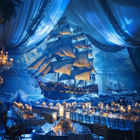 Projection Mapping Wedding, Nautical Theme Restaurant, Under Water Theme Party, Under The Sea Gala, Soiree Theme, Grad Themes, Sailing Artwork, Underwater Theme Party, Fundraiser Gala