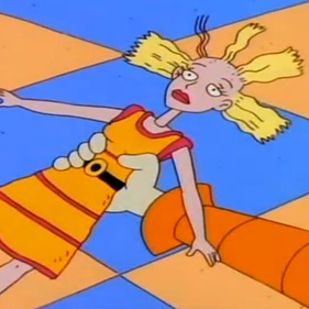 Miley Cyrus dressed like Cynthia, Angelica’s doll from Rugrats. | The 15 Most Uncanny VMAs Doppelgangers Miley Cyrus, Orange, Hair