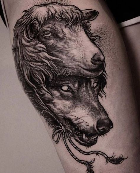 Black Sheep Tattoo, Fenrir Tattoo, Gotik Tattoo, Sheep Tattoo, Inspiration Tattoos, Tatuaje A Color, Dark Art Tattoo, Wolf Tattoos, Wolf Tattoo