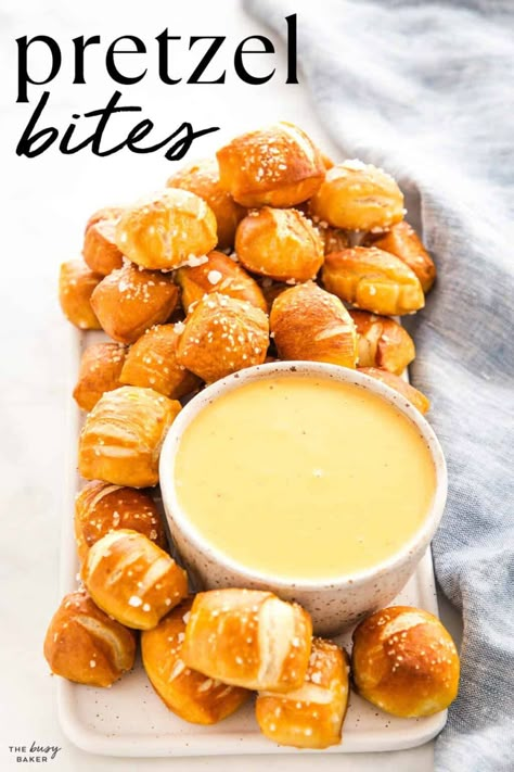 This homemade Pretzel Bites recipe makes the BEST German-style soft pretzel bites - easy to make with basic ingredients - no lye required! Quick Soft Pretzel Recipe, Bavarian Pretzel Bites, Pretzels Bites Recipe, Homemade Pretzels Soft, Pretzel Dough Recipe, Soft Pretzel Recipe Easy, Easy Soft Pretzel Recipe, Soft Pretzels Easy, Easy Pretzel Bites