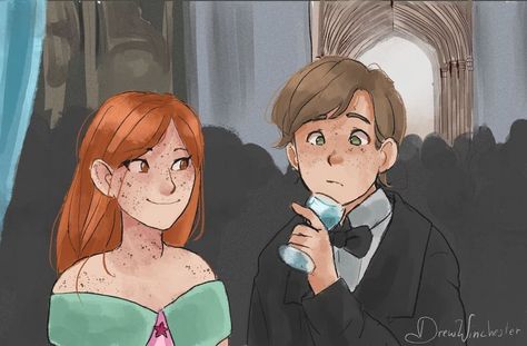 Art by @drewwinchester on Insta Neville And Harry, Neville Fanart, Ginny And Neville, Neville Longbottom Fanart, Mauraders Fanart, Ginny Weasley Fan Art, Scorpius And Albus, Hogwarts Games, Harry Potter Ginny