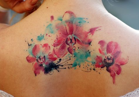 my own baby #tattoo #watercolour #orchids Watercolour Orchid Tattoo, Watercolour Orchid, Watercolor Orchid Tattoo, Tattoo Watercolour, Orchid Watercolor, Watercolour Tattoo, Watercolor Tattoo Ideas, Mum Tattoo, Live Tattoo