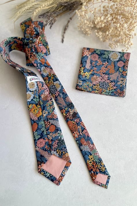 Wedding Floral Blue Tie and Pocket Square Set Necktie for - Etsy UK Flower Ties Wedding, Floral Bowtie Groomsmen, Floral Ties For Men, Earthy Man, Floral Tie Groomsmen, Floral Tie Groom, Wedding Ties For Men, Jewel Tone Wedding Theme, Floral Tie Wedding