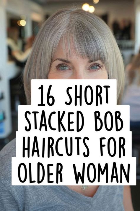 16 Short stacked bob haircuts for older woman Long Stacked Haircuts, Stacked Haircut, Stacked Bob Haircuts, Short Stacked Bob Haircuts, Short Stacked Bob, Short Stacked Hair, Short Stacked Bobs, 70 Year Old Women, Stacked Haircuts