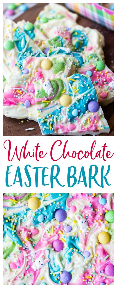 Easter Bark Recipe, Easter Chocolate Bark, Easter Candy Recipes, Easter Bark, Easter Deserts, Fun Holiday Treats, Easy Easter Treats, White Chocolate Candy, Easter Snacks