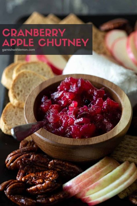 ou’ll be amazed at how many ways you can use this easy Cranberry Apple Chutney. Filled with fall flavors, this savory spread adds a pop of flavor to pork, turkey or chicken and makes a killer secret ingredient on grilled cheese. Or top some baked brie with this chutney for a simple but elegant appetizer. Cranberry Apple Chutney, Cranberry Chutney Recipe, Apple Chutney Recipe, Meat And Cheese Tray, Cranberry Pear, Apple Chutney, Canning Ideas, Cranberry Chutney, Cranberry Apple