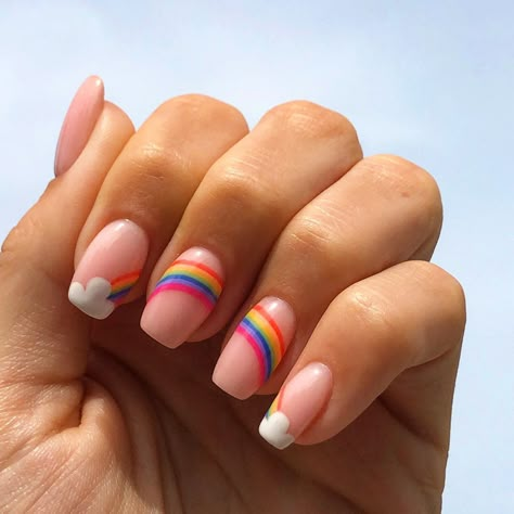 Nail Inspo Rainbow, Rainbow Nails Design, Emerald Nails, Rainbow Nail Art, Bridesmaids Nails, Retro Nails, Vibrant Nails, Cute Gel Nails, Nail Swag