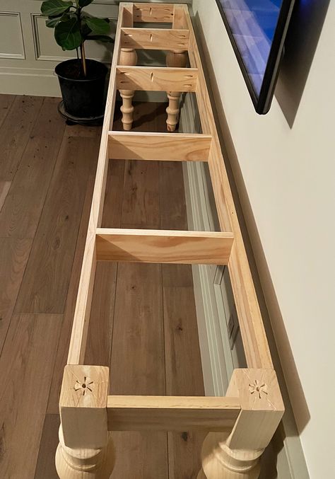 How to build a transitional console table | Transitional Console Table, Diy Entry Table, Rustic Entryway Table, Diy Console, Diy Console Table, Long Console Table, Charming Cottage, Diy Sofa Table, Building Furniture