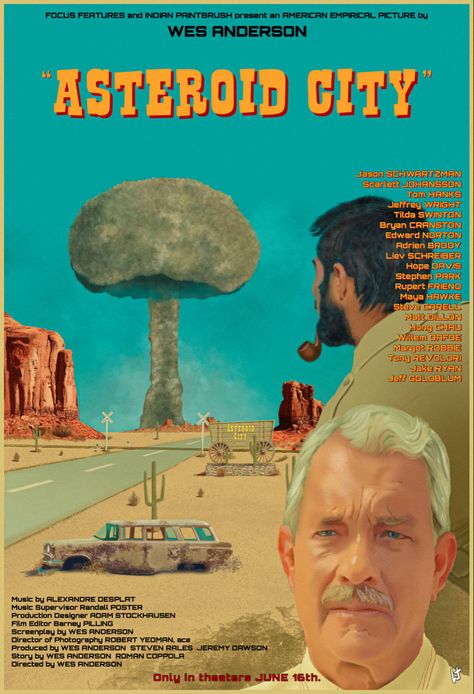 Digital fan art Asteroid City Wallpaper, Wes Anderson Wall Art, Wes Anderson Fan Art, Asteroid City Poster, Astroid City Wes Anderson, Asteroid City Wes Anderson, Wes Anderson Art, Wes Anderson Movies Posters, Directed By Wes Anderson