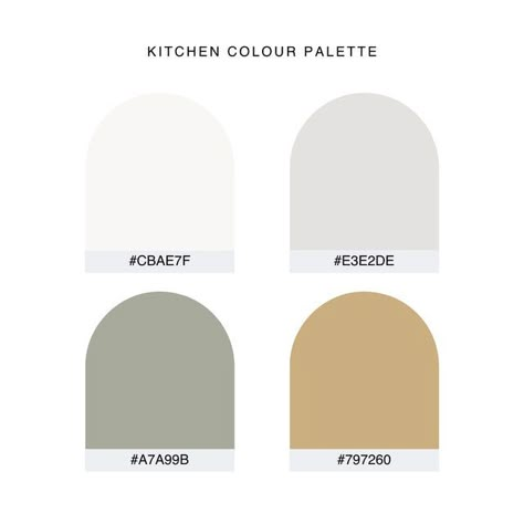 Wall Color With Gold Accents, Sage Green White And Gold Kitchen, Green White Gold Colour Palette, White Gold Green Color Palettes, Sage And White Color Palette, Light Green And White Kitchen, Beige And Grey Kitchen, Grey Gold Kitchen, White Gold Colour Palette