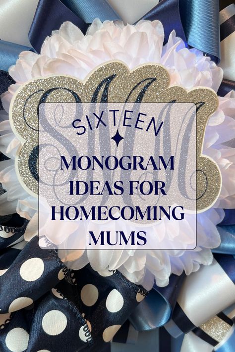 The perfect way to personalize any Texas homecoming mum is a monogram cut-out. These 16 HOCO monogram cutout ideas include both script & block fonts. Save this pin as we add more monogram ideas often. Use a monogram alone on the flower head or pair with a bear or another activity cutout. Perfect for any freshman, sophomore, junior or senior high school student. All are made using our cricut machine, HTV Ront heat press, iron-on and glitter cardstock.  #texasmom #texasmade #cricutmade Cricut Homecoming Mum, Cricut Mum Ideas, Hoco Mums Ideas, Homecoming Mums Ideas Unique, Garters Homecoming, Senior Homecoming Mums, Hoco Mums, Homecoming 2024, Homecoming Mums Senior