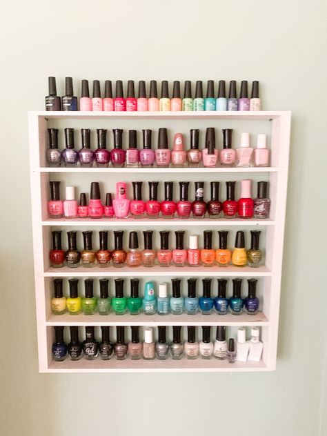 Nail Polish Wall, Nail Polish Shelves, Nail Polish Shelf Display, Nail Polish Shelves Display, Nail Polish Storage Shelf, Nail Polish Shelf Wall Shelves, Beauty Shop Decor, Nail Polish Shelf, Nail Polish Holder