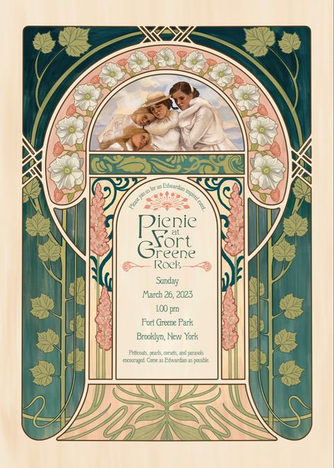 Art Nouveau Graphic Design Poster, Art Nouveau Website Design, Simple Art Nouveau, Art Nouveau Typography, Art Nouveau Graphic Design, Art Nouveau Invitation, Gig Posters Design, Wedding Flyer, Graphic Design Styles