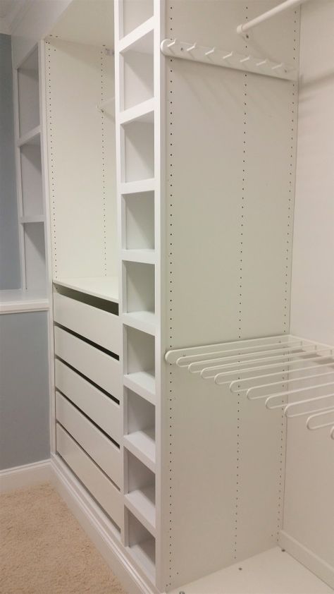 The ultimate Ikea PAX wardrobe hack! I used Ikea PAX to make custom built-ins for my master closet and the results are amazing. The closet is now beautifully organized. Ikea Closet Hack, Pax Hack, Ikea Closet Organizer, Ikea Pax Hack, Pax Closet, Ikea Pax Closet, Closet Ikea, Master Closet Organization, Ikea Wardrobe