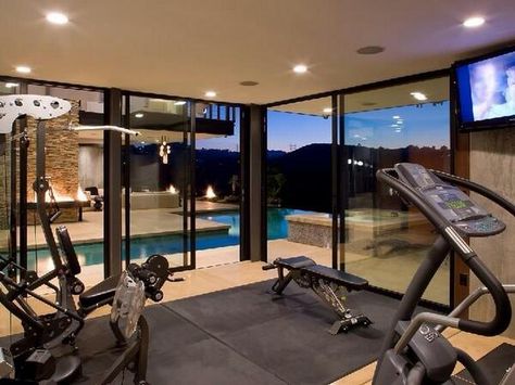 My dream work out gym Gym Decorating Ideas, Home Gyms Ideas Garage, Basement Gym Ideas, Modern Home Gym, Dream Home Gym, House Gym, Piscina Interior, Exercise Room, Gym Room At Home