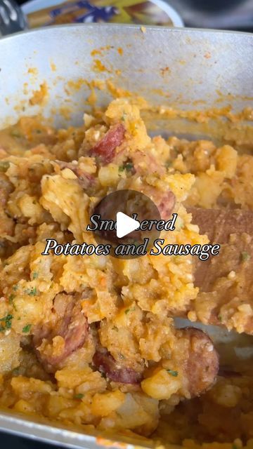 Smothered Potatoes And Sausage, Smothered Potatoes, Potatoes And Sausage, Sausage And Potatoes, Southern Side Dishes, Cajun Cooking, Cajun Recipes, Smoked Sausage, 30 Minute Meals