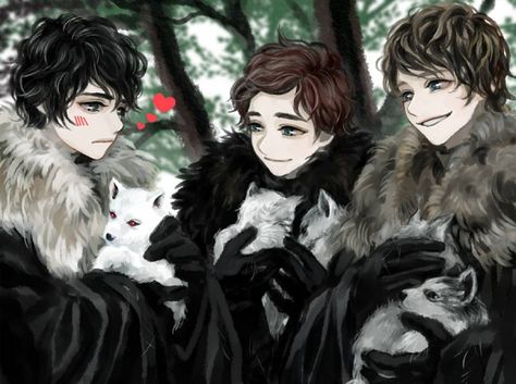 Jon Snow, Robb Stark, Theon Greyjoy (900x670 193 kB.) Game Of Thrones Anime, Robb Stark Fanart, Stark Children, Game Of Thrones Images, Theon Greyjoy, Game Of Thrones 3, Game Of Thrones Artwork, Robb Stark, Asoiaf Art