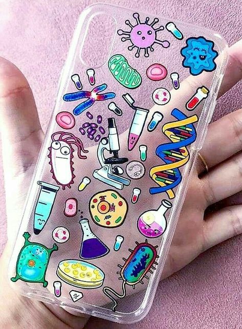 Bacteria Microscope, Biotechnology Lessons, Biotechnology Art, Phone Case Diy Paint, Creative Iphone Case, Science Stickers, Biology Art, Medical Laboratory Science, Medical Laboratory