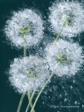 Dandelion Painting, Dandelion Art, Soyut Sanat Tabloları, Art Nursery, Gouache Painting, Art Wall Kids, Easy Paintings, Nursery Wall, Painting Techniques