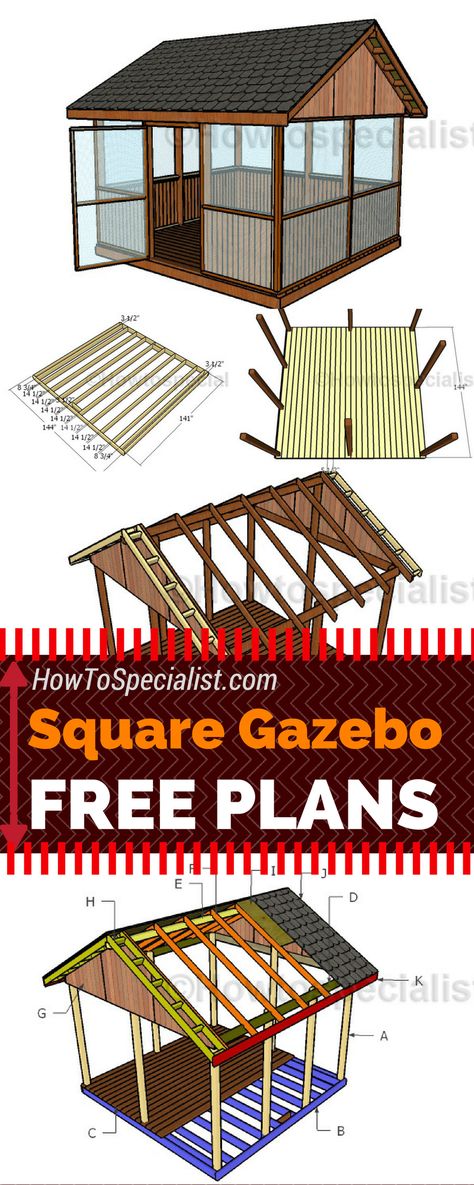 It is super easy to build a screened gazebo for your backyard! Check out my free square gazebo plans and follow the step by step instructions! #diy #gazebo Square Gazebo, Diy Gazebo, Screened Gazebo, Hot Tub Gazebo, Gazebo Plans, Landscape Borders, Outdoor Gazebo, Screen House, Backyard Gazebo