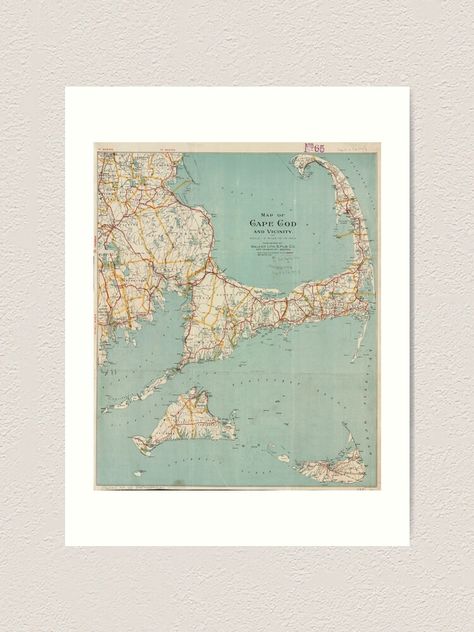 Map Of Cape Cod, Vintage Cape Cod, Cape Cod Map, Vintage Cape, Vintage Map, Colour Images, Map Art, Cape Cod, Buy Vintage