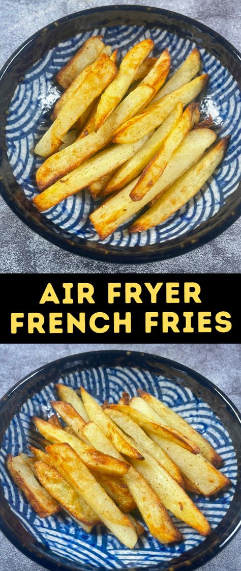 Looking for a super easy and tasty side?  Try these Air Fryer French Fries!  It's easy, tasty, and way healthier than deep fried fries (like those you get from fast food places or restaurants!) Homemade Air Fryer French Fries, Air Fried French Fries, Fried French Fries, Air Fry French Fries, Deep Fried French Fries, Air Fryer Fries, French Fries At Home, Fries At Home, Fresh Cut Fries