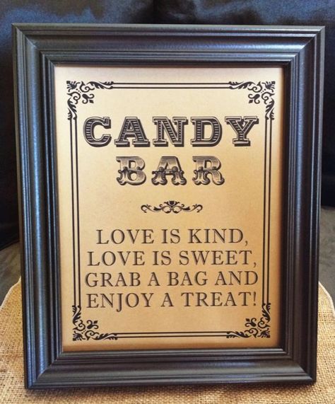 Favor Idea: Candy Bar Wedding Sign | Love is Kind, Love is Sweet, Grab a Bag & Enjoy a Treat Lemon Ideas, Wedding February, Yellow Weddings, Buffet Dessert, Uc Irvine, Bell Jars, Candy Buffet Wedding, Candy Bar Wedding, Poses Wedding