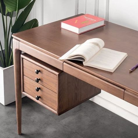 Mid-century Pure Burma Teak Wood Home Office Desk. #interiordesignideas #interiordesigninspiration #homedecor #woodenfurniture #trending #instagram #instalike #instastyle #handmadefurniture #solidwoodfurniture #furnitureexport #pinterest #houzz #interiordesign #freeshipping #deliveryworldwide 📍DM FOR DETAILS Desk Wood Design, Modern Desk Ideas, Work Desk Design, Wooden Desk Ideas, Modern Desk Office, Office Closet Organization, Wood Desk Design, Modern Wooden Desk, Modern Wood Desk