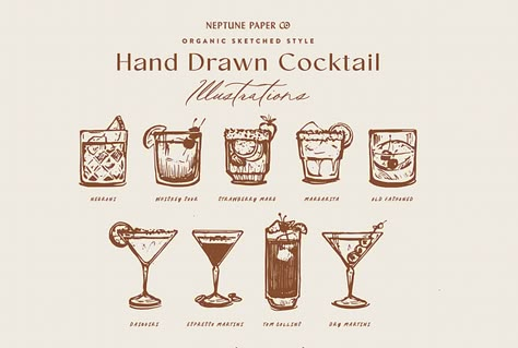 Cocktail Menu Design Ideas, Retro Wedding Stationery, Drink Menu Ideas, Menu Cover Design, Coffee Flyer, Picnic Parties, Menu Design Ideas, Cocktail Illustration, Coffee Board