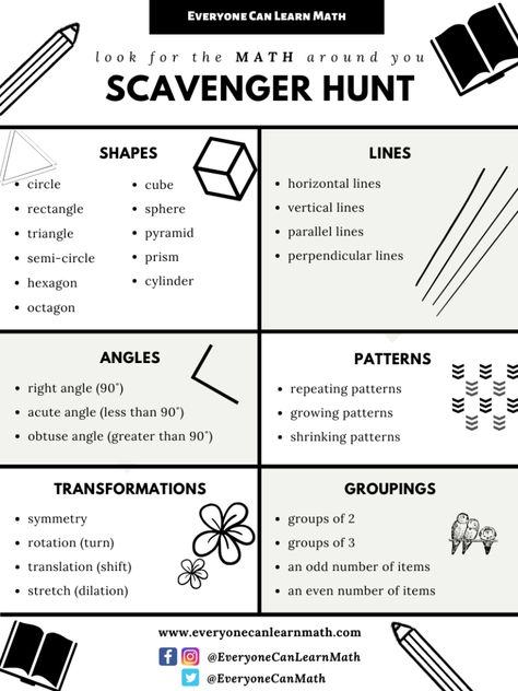 Math Scavenger Hunt, Scavenger Hunt Template, Maths In Nature, Student Worksheet, Normal School, Fun Math Activities, 5th Grade Math, Outdoor Learning, 2nd Grade Math