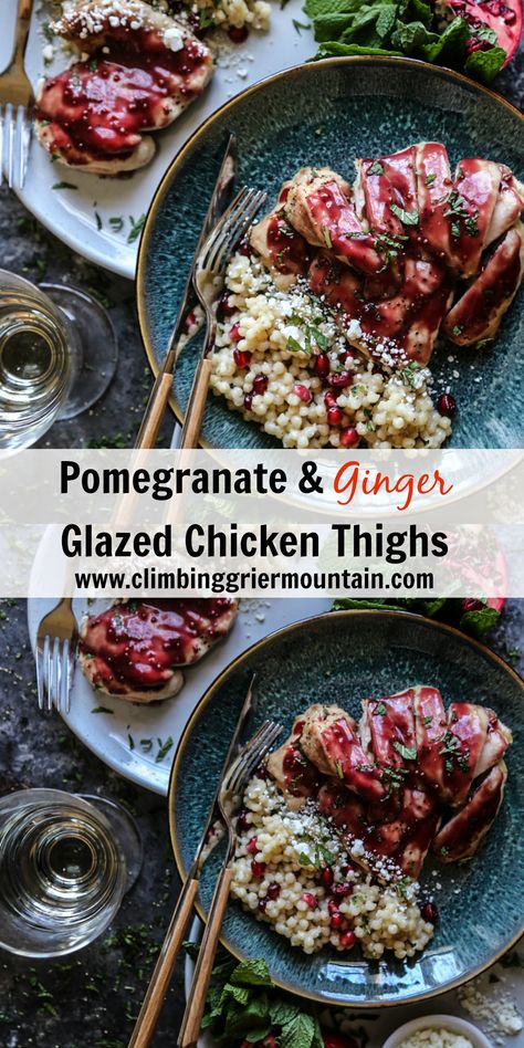 Pomegranate & Ginger Glazed Chicken Thighs is the perfect meal to make during the week! Made with @JustBAREchicken thighs these will be a hit all year round! #sponsored #recipe Ginger Glazed Chicken, Just Bare Chicken, Glazed Chicken Thighs, Pomegranate Chicken, Marinating Chicken Breast, Low Carb Chicken Recipes, Holiday Eating, Glazed Chicken, Winner Winner Chicken Dinner