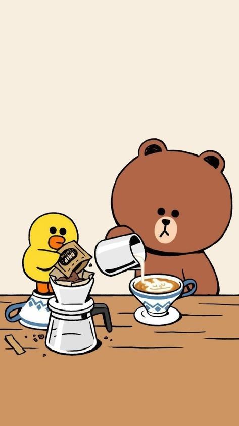 Line Friends Wallpaper, Line Brown Bear, Brown And Cony, Line Wallpaper, Inspirational Phone Wallpaper, Cony Brown, Brown And Friends, Brown Co, Wallpaper Iphone Love