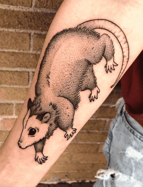 Possum Tattoo, Opossum Tattoo, Raccoon Tattoo, Solid Black Tattoo, Tattoo Design Ideas, Badass Tattoos, Up Tattoos, Ink Design, Hip Tattoo