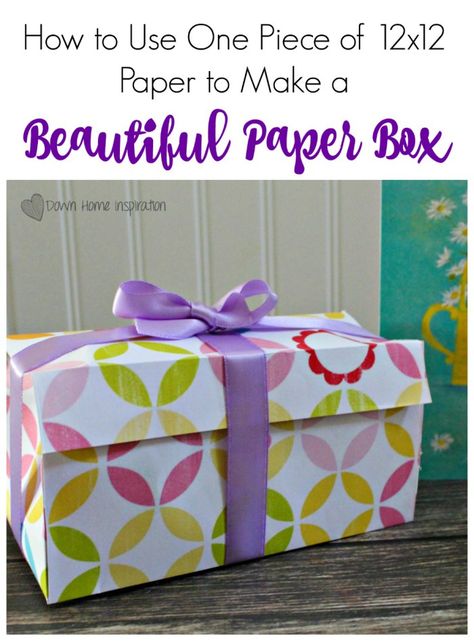 How to Use One 12x12 Paper to Make a Beautiful Paper Box - Down Home Inspiration 12x12 Paper Projects, Homemade Gift Boxes, Making Boxes, Scoring Board, Paper Box Diy, Diy Outfits, Paper Box Template, Paper Purse, Gift Wrapping Techniques