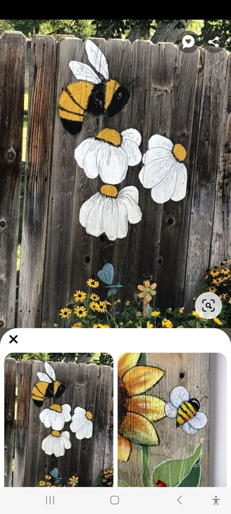 Yard Totems, Painted Posts, School Fence, Painted Fences, Backyard Fence Decor, Wooden Fence Panels, Fence Painting, Outdoor Gardens Landscaping, Garden Fence Art