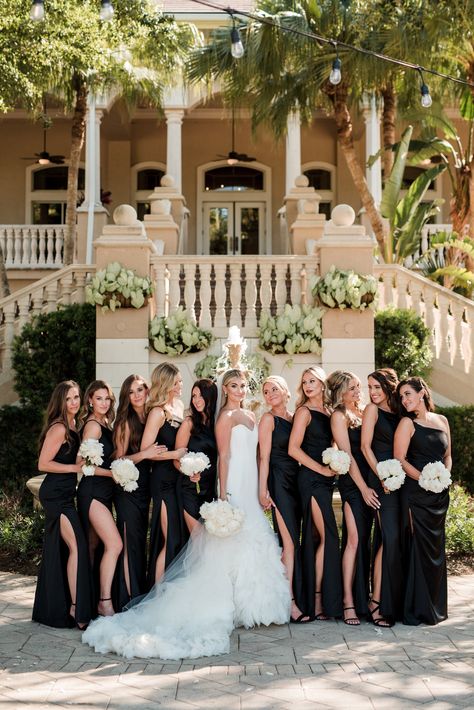 Wedding Black Dress Bridesmaid, All Black Wedding Aesthetic, Matte Black Bridesmaid Dresses, Black Bridesmaid Dresses Different Style, Black Braidsmaids Dresses, Black Brides Mades Dresses, Elegant Bridesmaid Dresses Black, Black Elegant Bridesmaid Dresses, Classy Black Bridesmaids Dresses