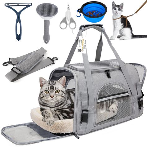 Pet Carrier 8 Pcs,Cat Carrier Bag Airline Approved for Medium,Small Cars Under 20 lbs,Soft Sided Travel Carrier Portable Pet Cat Travel Carrier, Cat Carrier Bag, Cat Backpack Carrier, Pet Travel Carrier, Pet Carrier Bag, Travel Carrier, Pet Bag, Cat Travel, Cat Harness