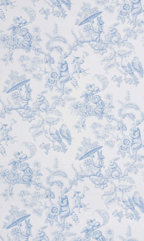 Baby Blue Wallpaper, Toile Wallpaper, Idee Cricut, Baby Dior, Toile Pattern, Blue Toile, Color Harmony, Pierre Frey, Pastel Wallpaper